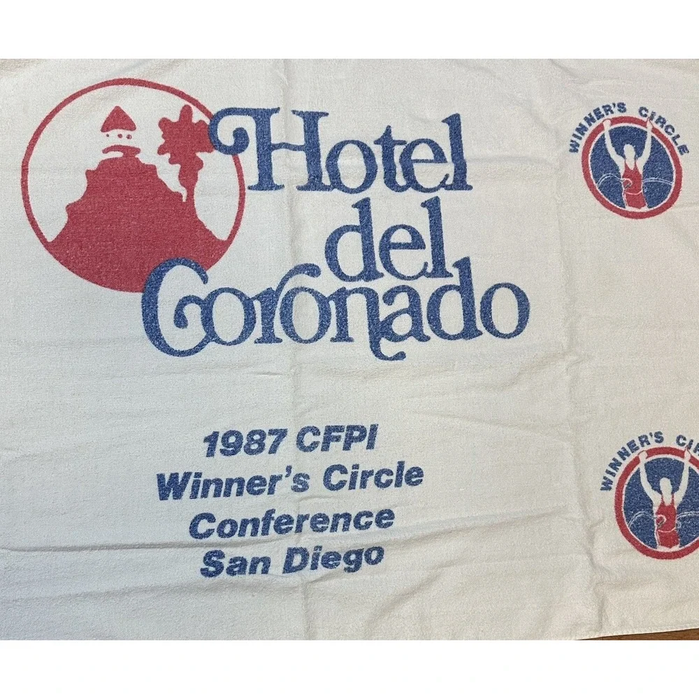 Vintage 1987 Hotel del Coronado San Diego Winners Circle Conference Beach Towel